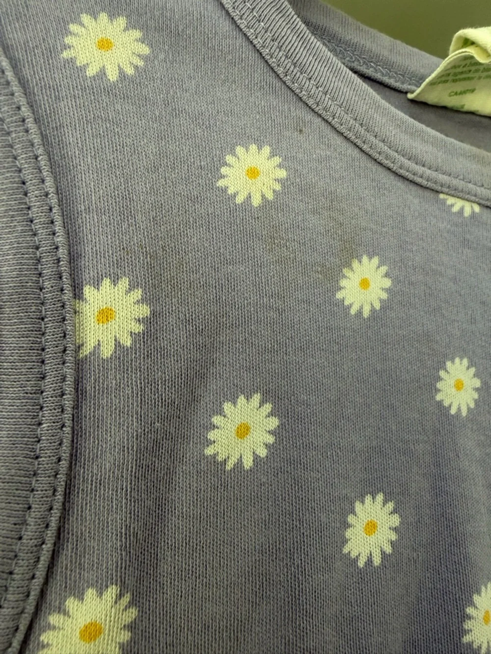 Parade Organics Cotton Sleeveless Romper - Cream Apple & Lavender Daisy Kids - Picture 3 of 6